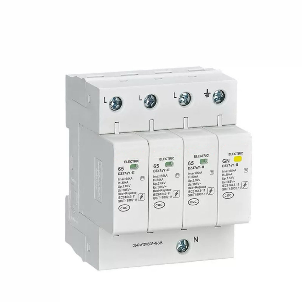 SPD Surge Protector Device, 4P Power Type, Type 1 & Type 2 Lightning Arrester