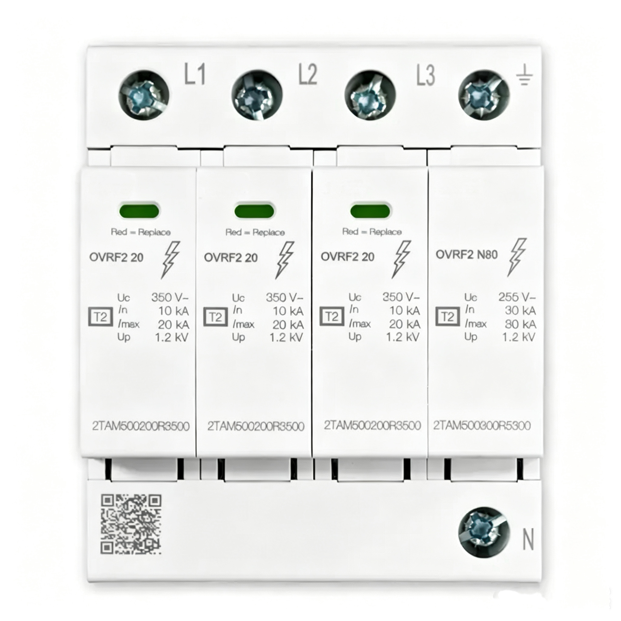 Surge Protector CR Series, Type 2 Lightning SPD, 20kA Household Surge Arrester, Upgraded Safety Version, 3P+N